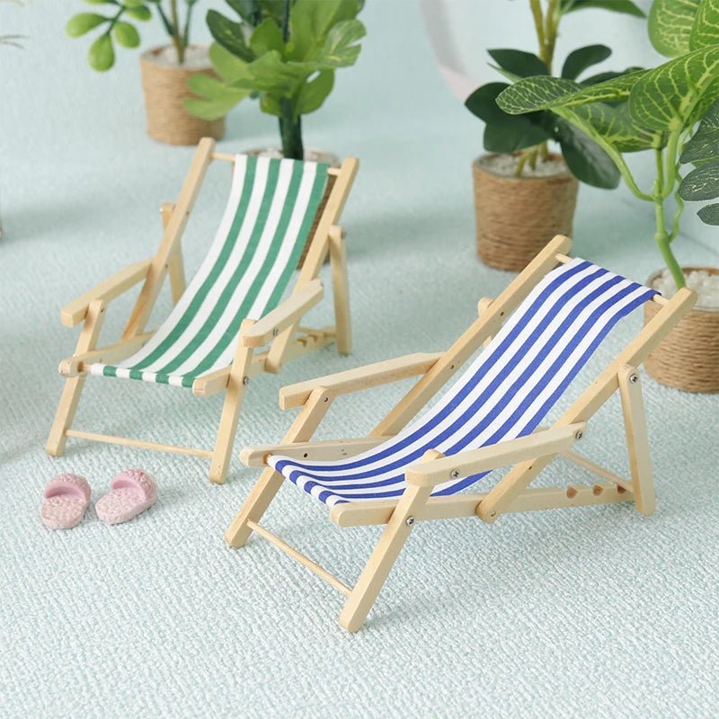 1:12 Dollhouse Mini Foldable Beach Chair Lounge Chair Model Dollhouse Furniture Decoration Micro Scene Construction Props - Avero