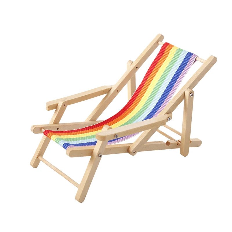 1:12 Dollhouse Mini Foldable Beach Chair Lounge Chair Model Dollhouse Furniture Decoration Micro Scene Construction Props - Avero