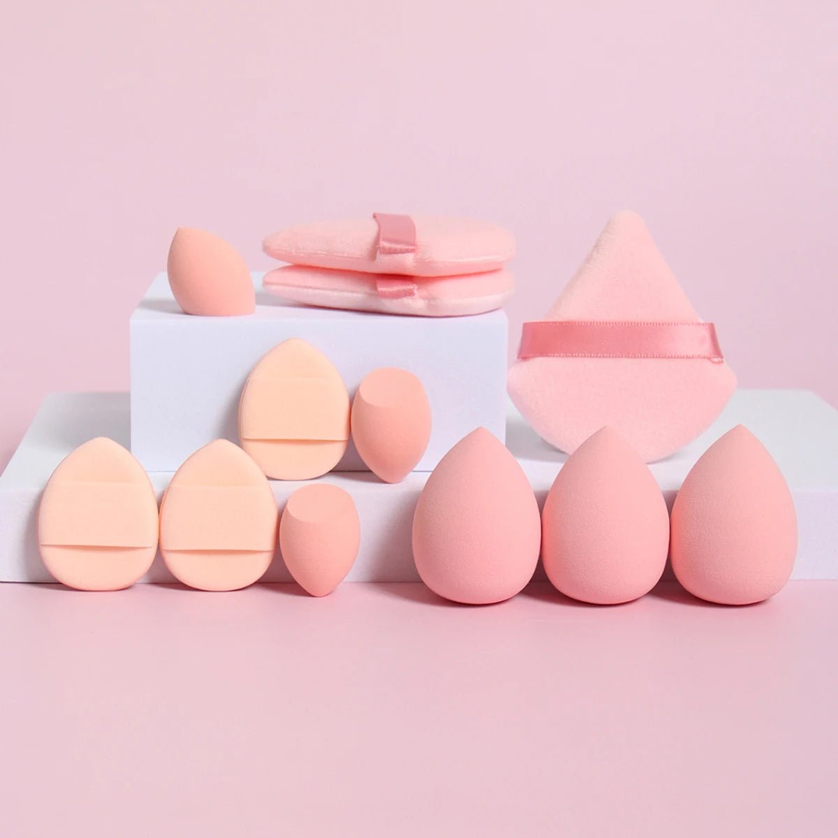 12 - Piece All - Purpose Makeup Sponge Set, Made of 3 Loose Powder Puffs, 3 Mini Air Cushion Puffs, 3 Beauty Eggs and 3 Mini Beauty - Avero