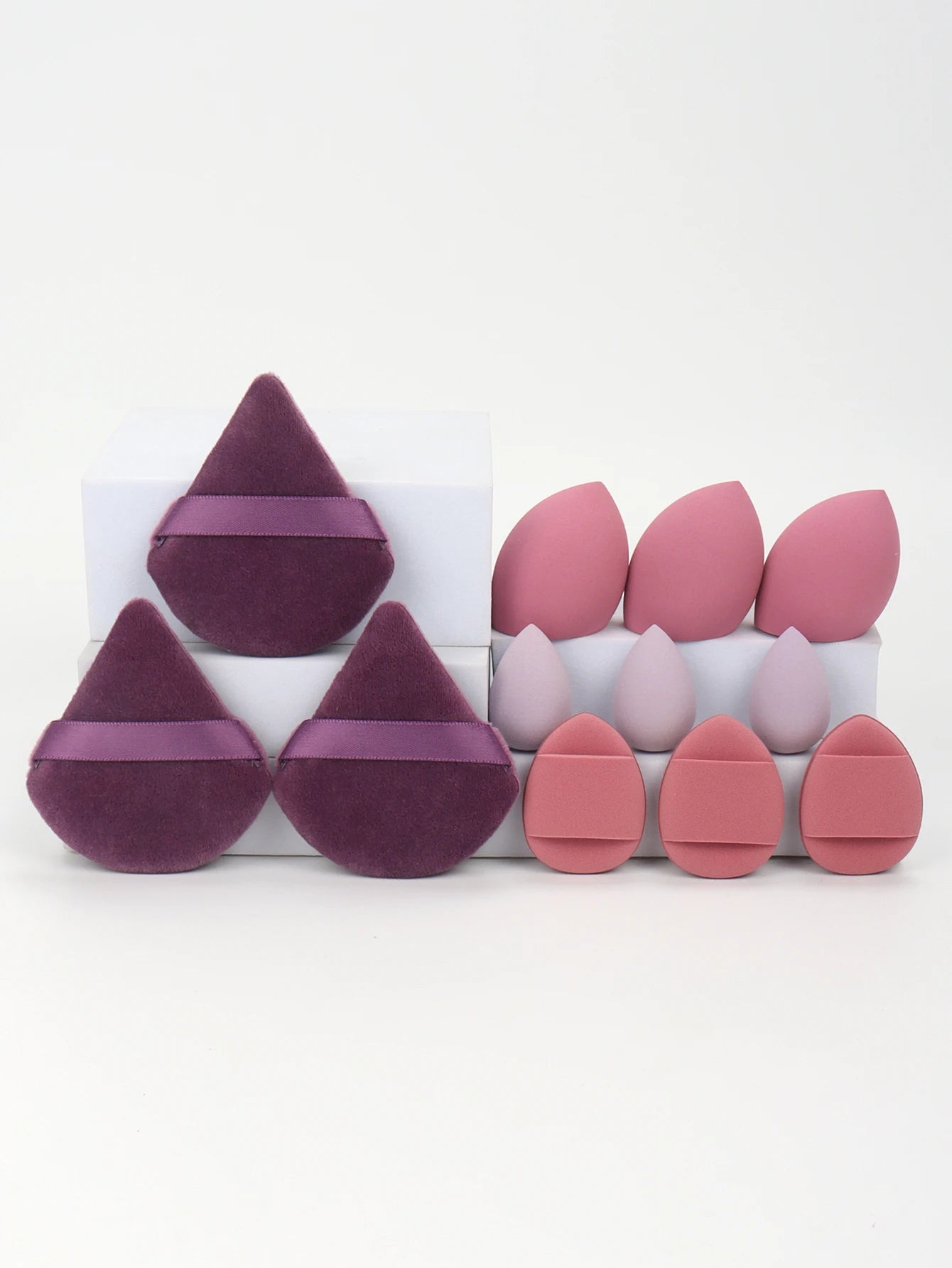 12 - Piece All - Purpose Makeup Sponge Set, Made of 3 Loose Powder Puffs, 3 Mini Air Cushion Puffs, 3 Beauty Eggs and 3 Mini Beauty - Avero