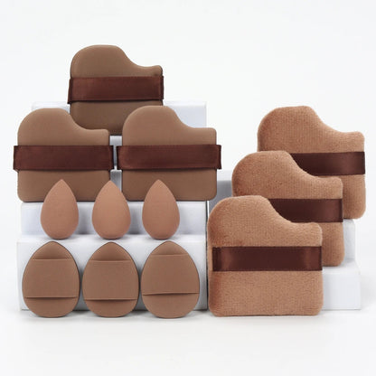 12 - Piece All - Purpose Makeup Sponge Set, Made of 3 Loose Powder Puffs, 3 Mini Air Cushion Puffs, 3 Beauty Eggs and 3 Mini Beauty - Avero