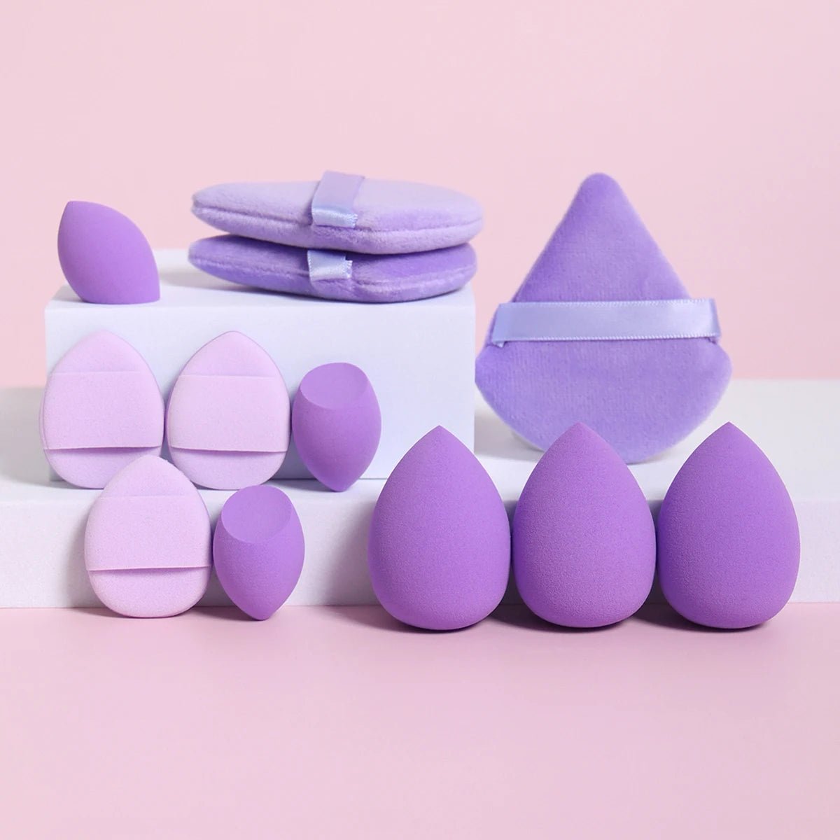12 - Piece All - Purpose Makeup Sponge Set, Made of 3 Loose Powder Puffs, 3 Mini Air Cushion Puffs, 3 Beauty Eggs and 3 Mini Beauty - Avero