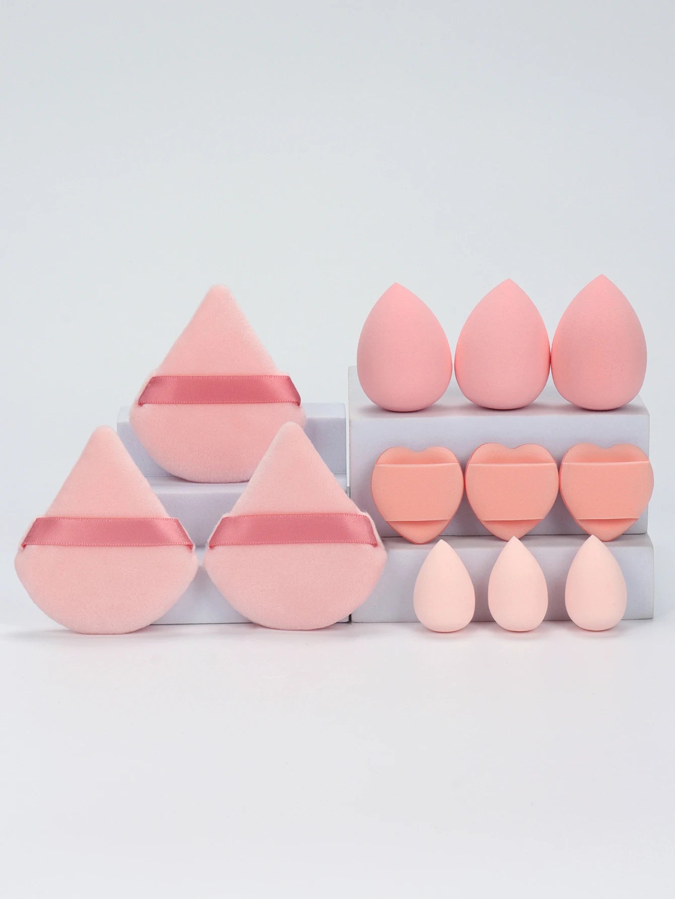 12 - Piece All - Purpose Makeup Sponge Set, Made of 3 Loose Powder Puffs, 3 Mini Air Cushion Puffs, 3 Beauty Eggs and 3 Mini Beauty - Avero
