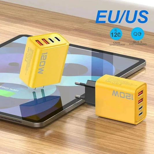 120W PD USB Charger Type C Fast Charging Mobile Phone Adapter For iPhone Samsung Xiaomi Quick Charge 3.0 EU/US Plug Wall Charger - Avero
