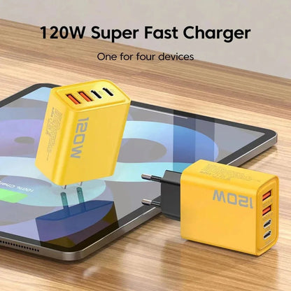 120W PD USB Charger Type C Fast Charging Mobile Phone Adapter For iPhone Samsung Xiaomi Quick Charge 3.0 EU/US Plug Wall Charger - Avero