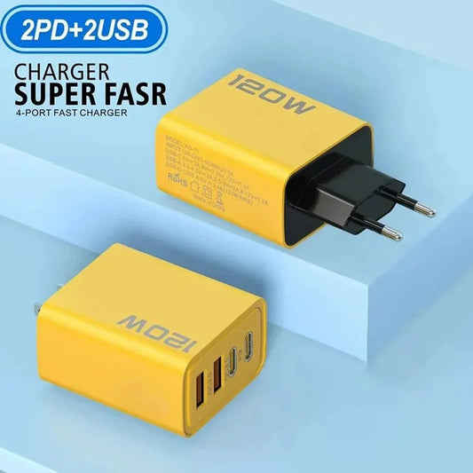 120W PD USB Charger Type C Fast Charging Mobile Phone Adapter For iPhone Samsung Xiaomi Quick Charge 3.0 EU/US Plug Wall Charger - Avero