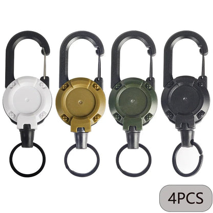 1/2/4pcs Extendable Retractable Holders Keychain Badge Reels Heavy Duty Clip With Carabiner Key Chain For Men Outdoor Bags - Avero
