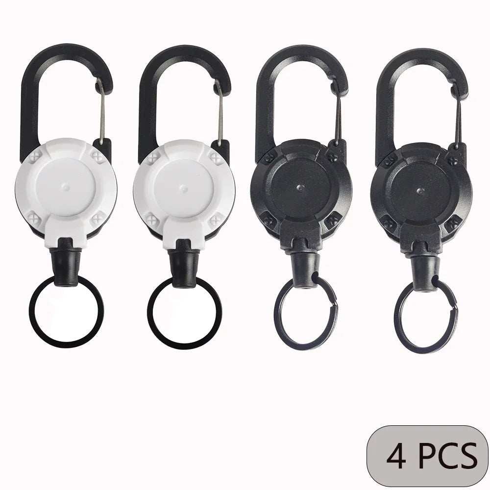 1/2/4pcs Extendable Retractable Holders Keychain Badge Reels Heavy Duty Clip With Carabiner Key Chain For Men Outdoor Bags - Avero