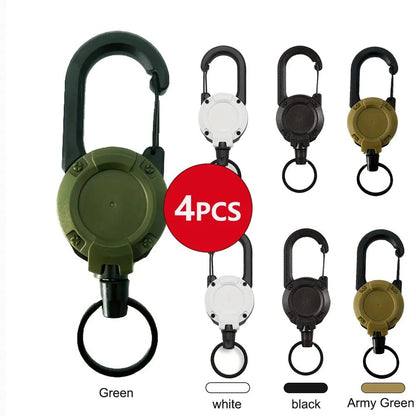 1/2/4pcs Extendable Retractable Holders Keychain Badge Reels Heavy Duty Clip With Carabiner Key Chain For Men Outdoor Bags - Avero