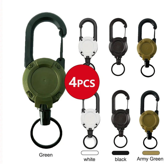 1/2/4pcs Extendable Retractable Holders Keychain Badge Reels Heavy Duty Clip With Carabiner Key Chain For Men Outdoor Bags - Avero