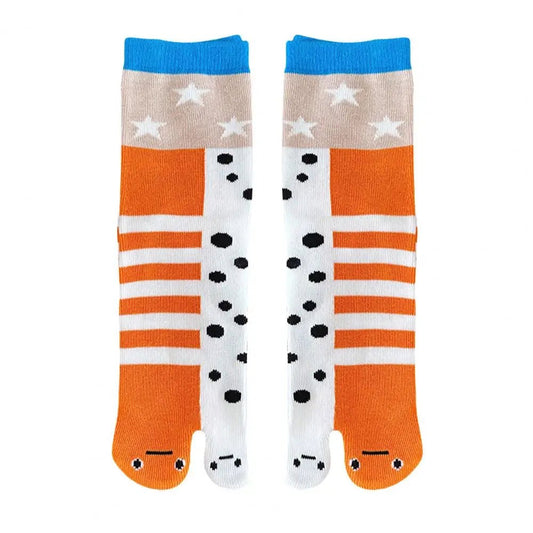 1/2Pairs Women Split 2 - Toe Socks Breathable Cotton Socks Elastic Moisture Wicking Soft Cartoon Print Flip Flop Cotton Socks - Avero