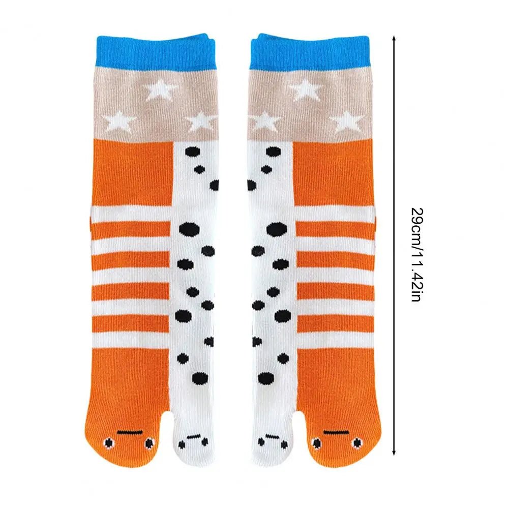 1/2Pairs Women Split 2 - Toe Socks Breathable Cotton Socks Elastic Moisture Wicking Soft Cartoon Print Flip Flop Cotton Socks - Avero