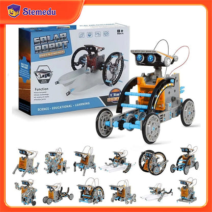 13 in 1 Solar Powered Robot Science Kit DIY Building Blocks Gift for Kids Electronic DIYs Creative Educational Assembly Toys - Avero