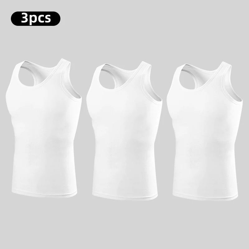 1/3 Pack Four Seasons Men's Cotton Joker Vest Teenagers Simple Fit Sports Fitness T-shirt Middle - aged Casual Sleeveless T-shirt - Avero