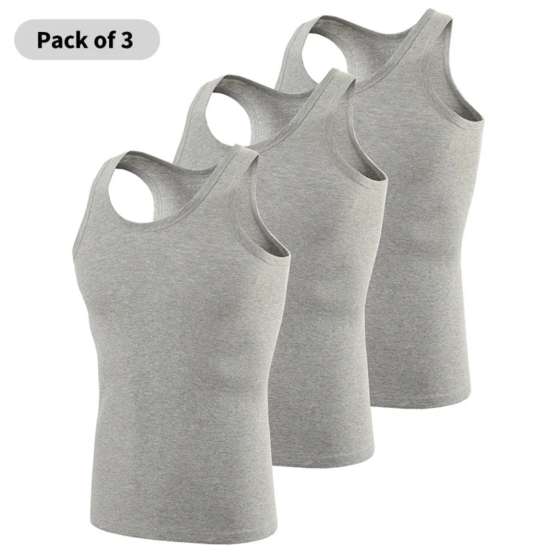 1/3 Pack Four Seasons Men's Cotton Joker Vest Teenagers Simple Fit Sports Fitness T-shirt Middle - aged Casual Sleeveless T-shirt - Avero
