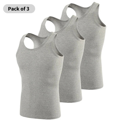 1/3 Pack Four Seasons Men's Cotton Joker Vest Teenagers Simple Fit Sports Fitness T-shirt Middle - aged Casual Sleeveless T-shirt - Avero