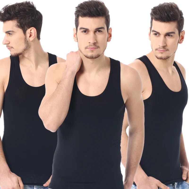 1/3 Pack Four Seasons Men's Cotton Joker Vest Teenagers Simple Fit Sports Fitness T-shirt Middle - aged Casual Sleeveless T-shirt - Avero