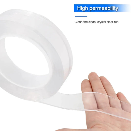 1/3/5M Double Sided Tape Transparent Acrylic Reusable Waterproof Adhesive Tracsless Tape Gadget Doble Cara Nano Tapes - Avero
