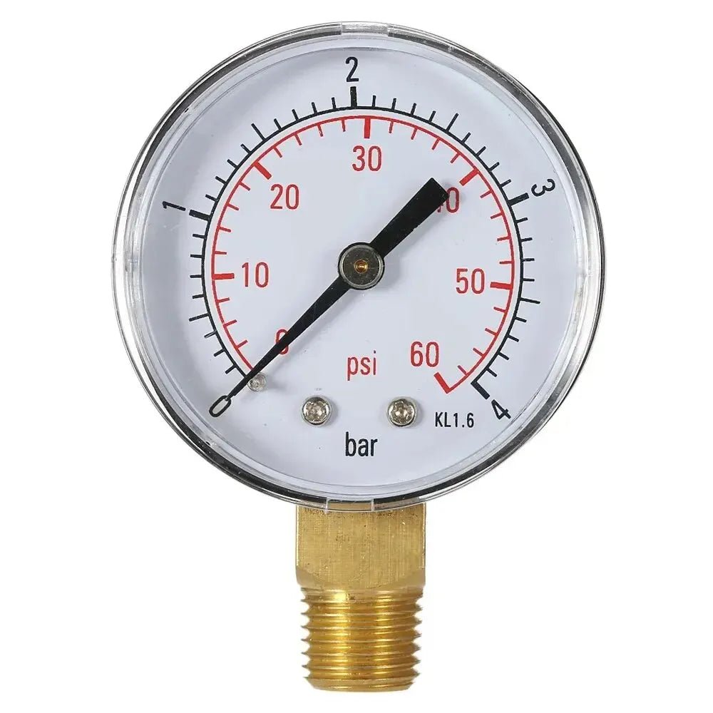 1/4" NPT Thread 50mm 0~60psi 0~4bar Pool Filter Water Pressure Dial Hydraulic Pressure Gauge Meter Manometer - Avero