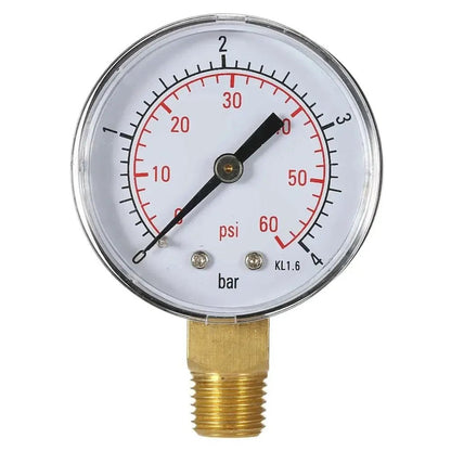 1/4" NPT Thread 50mm 0~60psi 0~4bar Pool Filter Water Pressure Dial Hydraulic Pressure Gauge Meter Manometer - Avero