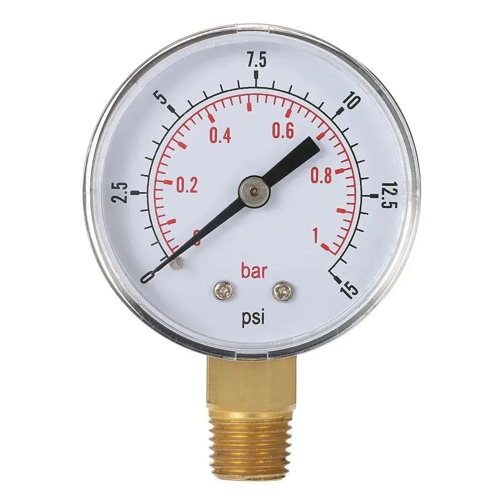 1/4" NPT Thread 50mm 0~60psi 0~4bar Pool Filter Water Pressure Dial Hydraulic Pressure Gauge Meter Manometer - Avero