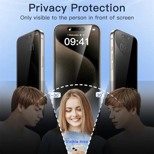 1~4PCS Anti - Spy Glass For iPhone 16 15 14 13 Pro Max Privacy Screen Protectors & Camera Protection Film For iPhone15 12 11 Pro - Avero