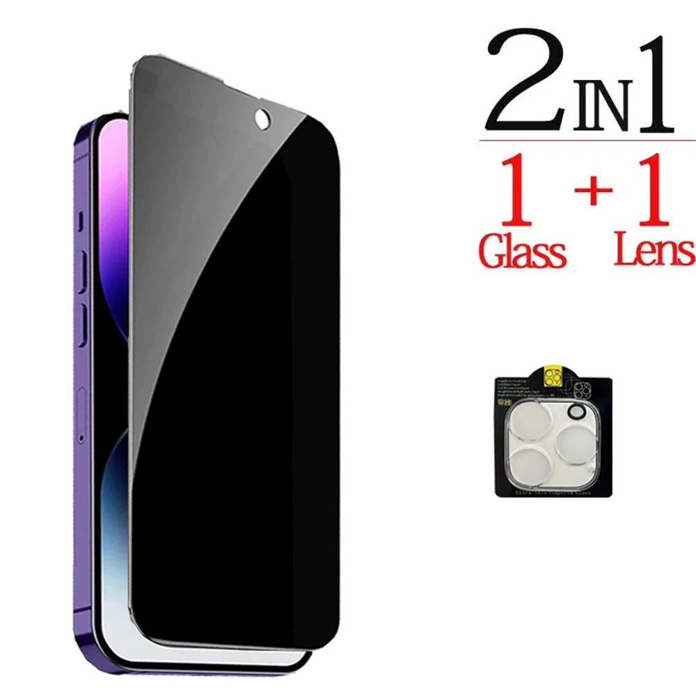 1~4PCS Anti - Spy Glass For iPhone 16 15 14 13 Pro Max Privacy Screen Protectors & Camera Protection Film For iPhone15 12 11 Pro - Avero