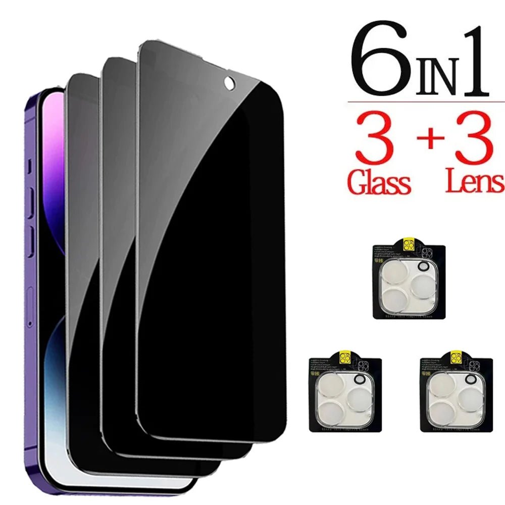 1~4PCS Anti - Spy Glass For iPhone 16 15 14 13 Pro Max Privacy Screen Protectors & Camera Protection Film For iPhone15 12 11 Pro - Avero
