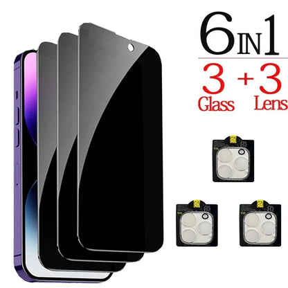 1~4PCS Anti - Spy Glass For iPhone 16 15 14 13 Pro Max Privacy Screen Protectors & Camera Protection Film For iPhone15 12 11 Pro - Avero