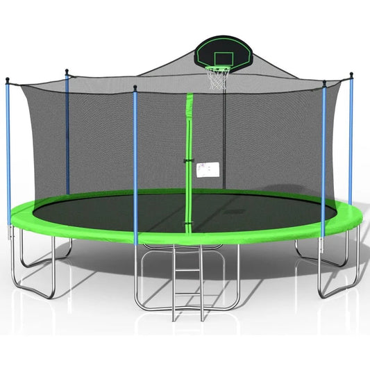 1500 LBS 16FT Outdoor Trampoline with Safety Enclosure Net, Backyard Recreational Heavy - Duty Trampoline for Kids Adult - Avero