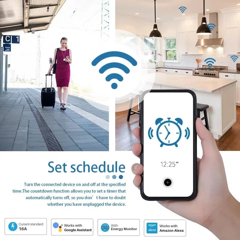 16A/20A Tuya EU WiFi Smart Plug Socket with Power Monitoring Voice Control AC 100 - 240V Compatible with Alexa Google Assistant - Avero