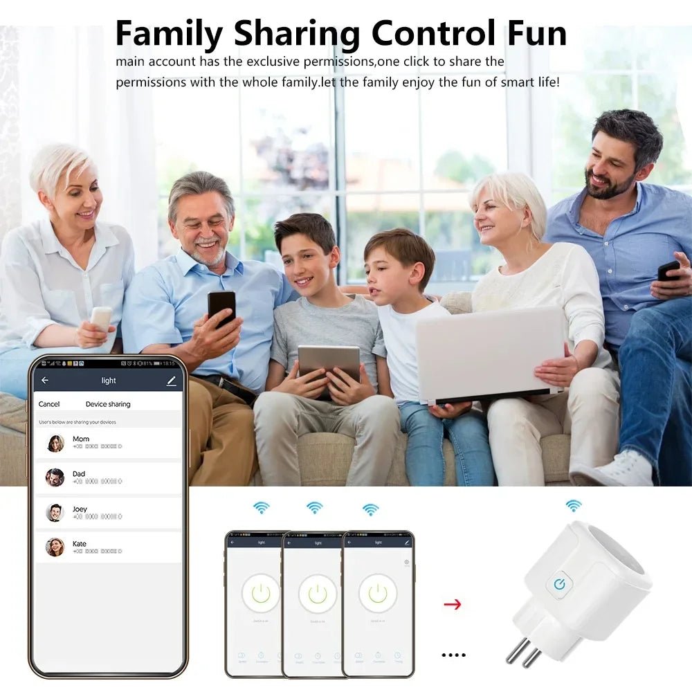 16A/20A Tuya EU WiFi Smart Plug Socket with Power Monitoring Voice Control AC 100 - 240V Compatible with Alexa Google Assistant - Avero