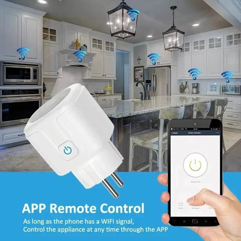 16A/20A Tuya EU WiFi Smart Plug Socket with Power Monitoring Voice Control AC 100 - 240V Compatible with Alexa Google Assistant - Avero
