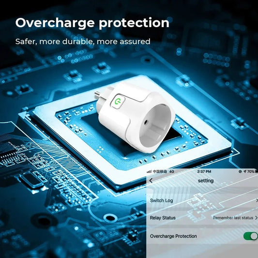 16A/20A Tuya EU WiFi Smart Plug Socket with Power Monitoring Voice Control AC 100 - 240V Compatible with Alexa Google Assistant - Avero