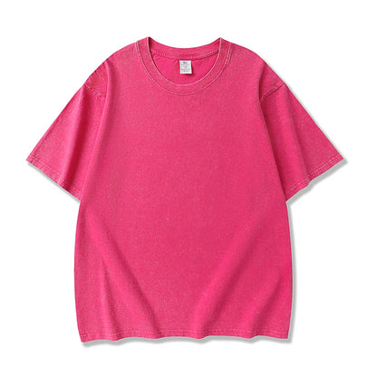 2025 Washed Vintage T-Shirts Street Hip Hop Retro Punk T Shirt women Harajuku Casual Cotton Short Sleeve Acid Wash TShirts top