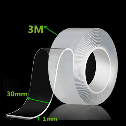 1m 2m 3m 5m Nano Tape Double Sided Tape Transparent Reusable Waterproof Adhesive Strong Tapes Cleanable Kitchen Bathroom Supplie - Avero