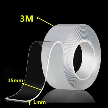 1m 2m 3m 5m Nano Tape Double Sided Tape Transparent Reusable Waterproof Adhesive Strong Tapes Cleanable Kitchen Bathroom Supplie - Avero