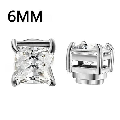 1Pairs Crystal Strong Magnetic Ear Stud Clip Earrings for Men Women, Punk Round Zircon Magnet Earrings Non Piercing Ear Jewelry - Avero