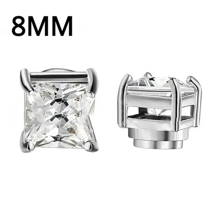 1Pairs Crystal Strong Magnetic Ear Stud Clip Earrings for Men Women, Punk Round Zircon Magnet Earrings Non Piercing Ear Jewelry - Avero