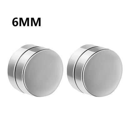 1Pairs Crystal Strong Magnetic Ear Stud Clip Earrings for Men Women, Punk Round Zircon Magnet Earrings Non Piercing Ear Jewelry - Avero