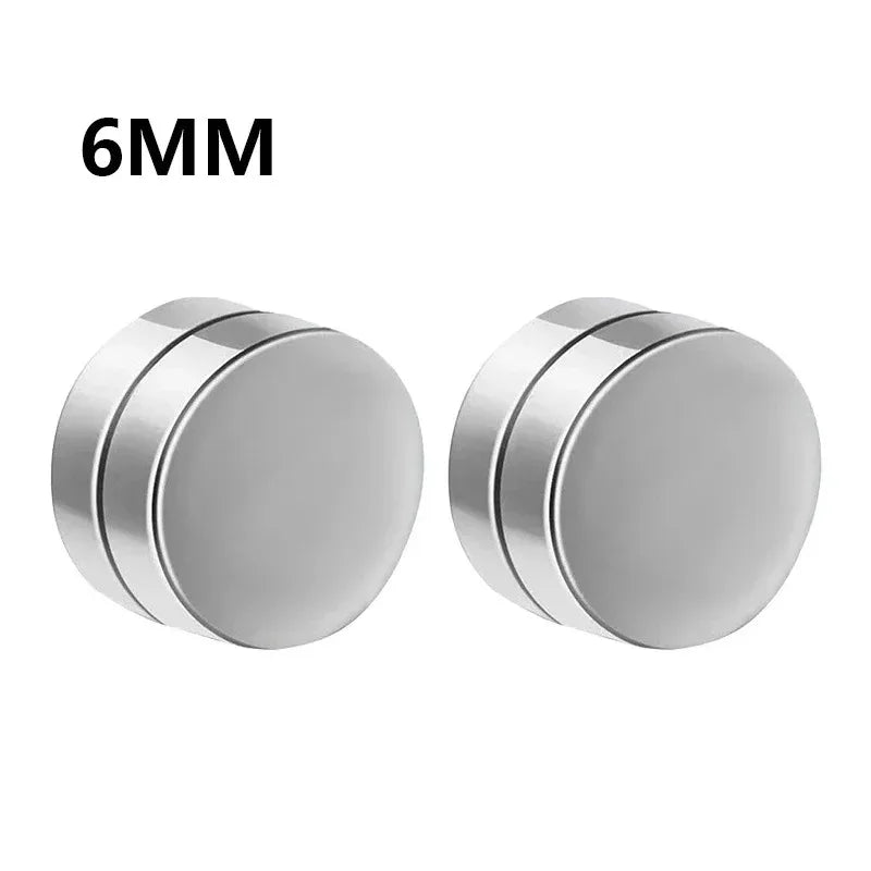 1Pairs Crystal Strong Magnetic Ear Stud Clip Earrings for Men Women, Punk Round Zircon Magnet Earrings Non Piercing Ear Jewelry - Avero