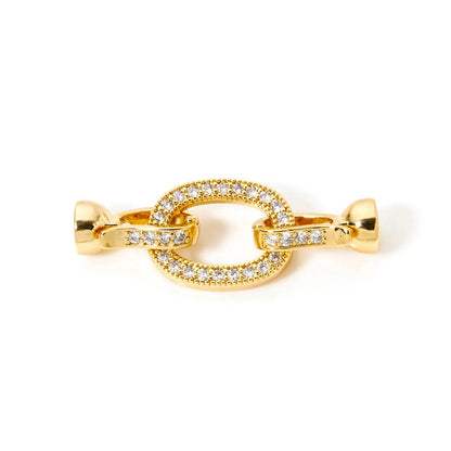 1pc Brass Fold Over Clasps Gold Color Round Flower Bowknot Clear Cubic Zirconia Charms DIY Necklace Bracelet Jewelry Findings - Avero