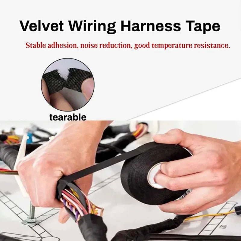 1pc Heat - resistant Adhesive Cloth Fabric Tape For Car Auto Cable Harness Wiring Loom Protection Width 9/15/19/25/32MM Length 15M - Avero