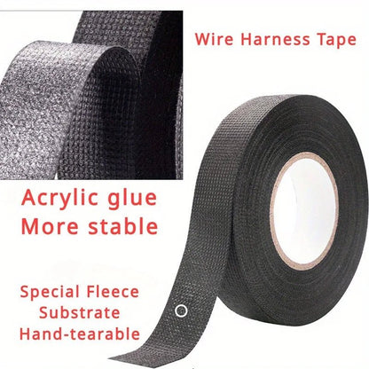 1pc Heat - resistant Adhesive Cloth Fabric Tape For Car Auto Cable Harness Wiring Loom Protection Width 9/15/19/25/32MM Length 15M - Avero
