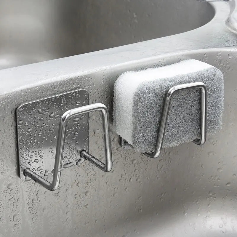 1pc Stainless Steel Sink Sponge Rack For Sponge Steel Wire Ball Draining Paste The Inner Wall Of The Sink Kitchen Supplies - Avero