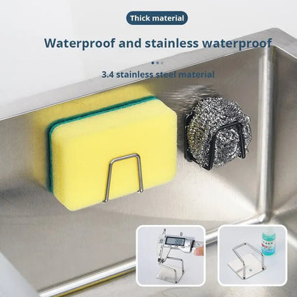1pc Stainless Steel Sink Sponge Rack For Sponge Steel Wire Ball Draining Paste The Inner Wall Of The Sink Kitchen Supplies - Avero