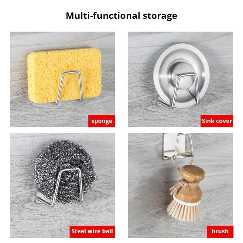 1pc Stainless Steel Sink Sponge Rack For Sponge Steel Wire Ball Draining Paste The Inner Wall Of The Sink Kitchen Supplies - Avero