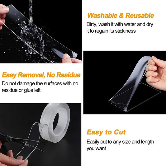 1pc Strong Double - sided Tape, Can Be Cleaned And Reused. Transparent Double - sided Tape Use for Kitchen, Bathroom, Office - Avero