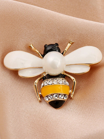 1PC Women's Fashion Trend Personalized Imitation Pearl Bee Brooch Pin Jewelry Suitable for Outdoor Dating, Party, Festival Gifts - Avero