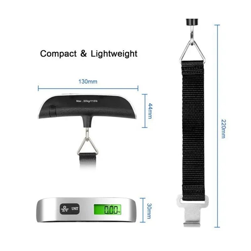 1pcs Portable Scale Digital LCD Display 110lb/50kg Electronic Luggage Hanging Suitcase Travel Weighs Baggage Bag Weight Balance - Avero